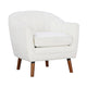 Tia 31 Inch Plush Accent Chair Armchair White Polyester Brown Solid Wood By Casagear Home BM313111