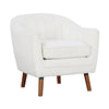 Tia 31 Inch Plush Accent Chair Armchair White Polyester Brown Solid Wood By Casagear Home BM313111