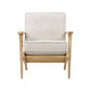 36 Inch Accent Chair Armchair, Beige Chenille, Weathered Solid Rubberwood By Casagear Home