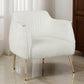 33 Inch Accent Chair Armchair, Soft White Boucle, Gold Metal, Solid Wood By Casagear Home