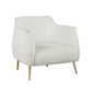 33 Inch Accent Chair Armchair Soft White Boucle Gold Metal Solid Wood By Casagear Home BM313113