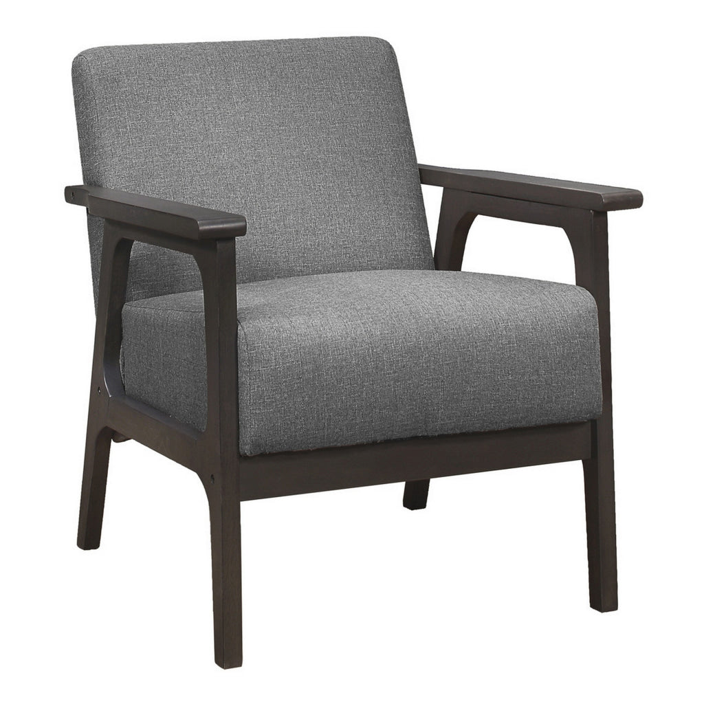 31 Inch Accent Chair Gray Polyester Antique Gray Solid Rubberwood By Casagear Home BM313114