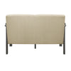 Wiston 50 Inch Loveseat Beige Polyester Dark Gray Solid Rubberwood By Casagear Home BM313117