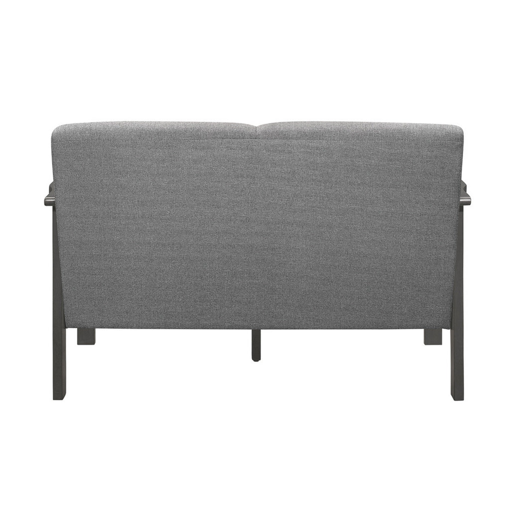 Wiston 50 Inch Loveseat Gray Polyester Dark Gray Solid Rubberwood By Casagear Home BM313118