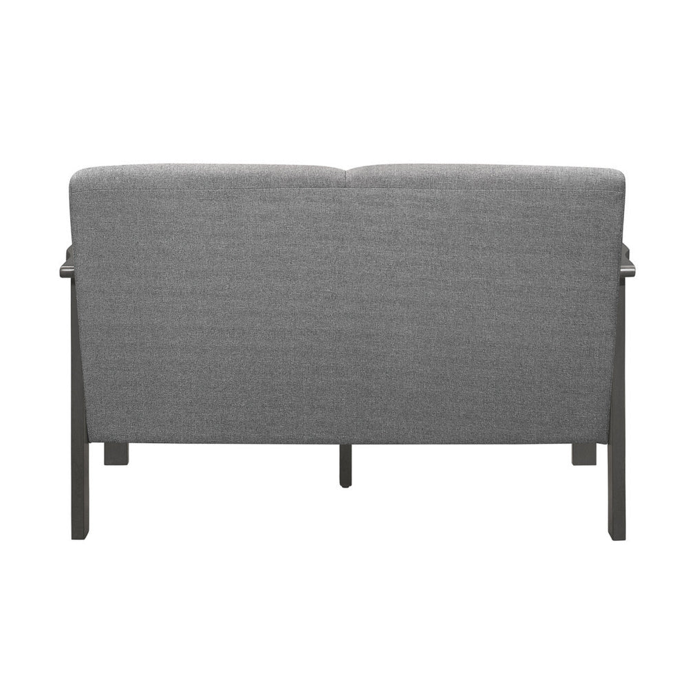 Wiston 50 Inch Loveseat Gray Polyester Dark Gray Solid Rubberwood By Casagear Home BM313118