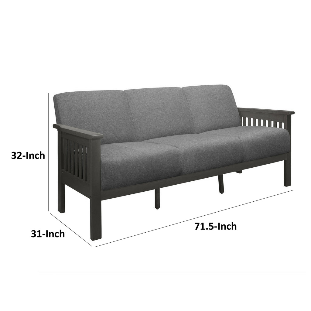 Wiston 72 Inch Sofa Soft Gray Polyester Dark Gray Solid Rubberwood By Casagear Home BM313120