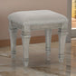 Nyna 20 Inch Vanity Stool Driftwood Gray Polyester Upholstered Seat Wood By Casagear Home BM313121