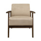 Rica 32 Inch Accent Armchair Soft Beige Velvet Walnut Brown Solid Wood By Casagear Home BM313124