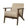 Rica 32 Inch Accent Armchair Soft Beige Velvet Walnut Brown Solid Wood By Casagear Home BM313124