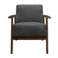 Rica 32 Inch Accent Armchair Dark Gray Velvet Walnut Brown Solid Wood By Casagear Home BM313125