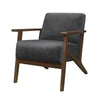 Rica 32 Inch Accent Armchair Dark Gray Velvet Walnut Brown Solid Wood By Casagear Home BM313125