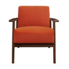 Rica 32 Inch Accent Armchair Soft Orange Velvet Walnut Brown Solid Wood By Casagear Home BM313126