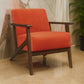 Rica 32 Inch Accent Armchair, Soft Orange Velvet, Walnut Brown Solid Wood By Casagear Home