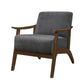 Rica 32 Inch Accent Armchair Curved Dark Gray Velvet Brown Solid Wood By Casagear Home BM313128