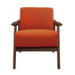 Rica 32 Inch Accent Armchair Curved Soft Orange Velvet Brown Solid Wood By Casagear Home BM313129