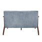 Rica 51 Inch Loveseat Soft Blue Gray Velvet Walnut Brown Solid Wood By Casagear Home BM313130