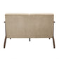 Rica 51 Inch Loveseat Curved Soft Beige Velvet Walnut Brown Solid Wood By Casagear Home BM313131