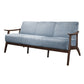 Rica 73 Inch Sofa Soft Blue Gray Velvet Walnut Brown Solid Rubberwood By Casagear Home BM313134