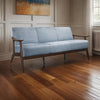 Rica 73 Inch Sofa, Soft Blue Gray Velvet, Walnut Brown Solid Rubberwood By Casagear Home