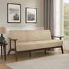 Rica 73 Inch Sofa, Soft Beige Velvet, Walnut Brown Solid Rubberwood By Casagear Home