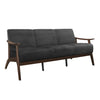 Rica 73 Inch Sofa Soft Dark Gray Velvet Walnut Brown Solid Rubberwood By Casagear Home BM313136