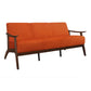 Rica 73 Inch Sofa Soft Orange Velvet Walnut Brown Solid Rubberwood By Casagear Home BM313137