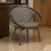 Lara 32 Inch Accent Chair, Brown Polyester, Dark Round Solid Wood Frame By Casagear Home