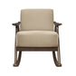 Tim 37 Inch Rocking Armchair Beige Polyester Walnut Brown Solid Wood By Casagear Home BM313142