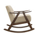 Tim 37 Inch Rocking Armchair Beige Polyester Walnut Brown Solid Wood By Casagear Home BM313142