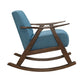 Tim 37 Inch Rocking Armchair Blue Polyester Walnut Brown Solid Wood By Casagear Home BM313143