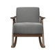 Tim 37 Inch Rocking Armchair Gray Polyester Walnut Brown Solid Wood By Casagear Home BM313144