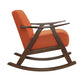 Tim 37 Inch Rocking Armchair Orange Polyester Walnut Brown Solid Wood By Casagear Home BM313145