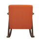 Tim 37 Inch Rocking Armchair Orange Polyester Walnut Brown Solid Wood By Casagear Home BM313145