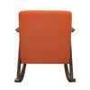 Tim 37 Inch Rocking Armchair Orange Polyester Walnut Brown Solid Wood By Casagear Home BM313145