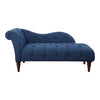 Selena 66 Inch Chaise Lounger, Tufted Blue Polyester, Brown Solid Wood By Casagear Home