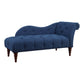 Selena 66 Inch Chaise Lounger Tufted Blue Polyester Brown Solid Wood By Casagear Home BM313150