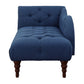 Selena 66 Inch Chaise Lounger Tufted Blue Polyester Brown Solid Wood By Casagear Home BM313150