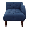 Selena 66 Inch Chaise Lounger Tufted Blue Polyester Brown Solid Wood By Casagear Home BM313150