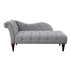 Selena 66 Inch Chaise Lounger Tufted Gray Polyester Brown Solid Wood By Casagear Home