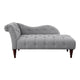 Selena 66 Inch Chaise Lounger Tufted Gray Polyester Brown Solid Wood By Casagear Home