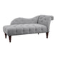 Selena 66 Inch Chaise Lounger Tufted Gray Polyester Brown Solid Wood By Casagear Home