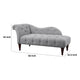 Selena 66 Inch Chaise Lounger Tufted Gray Polyester Brown Solid Wood By Casagear Home