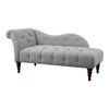 Selena 66 Inch Chaise Lounger Tufted Gray Polyester Brown Solid Wood By Casagear Home