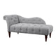 Selena 66 Inch Chaise Lounger Tufted Gray Polyester Brown Solid Wood By Casagear Home