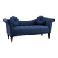 Ria 75 Inch Settee Chaise 2 Pillows Blue Polyester Brown Solid Wood By Casagear Home BM313153