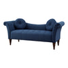 Ria 75 Inch Settee Chaise 2 Pillows Blue Polyester Brown Solid Wood By Casagear Home BM313153