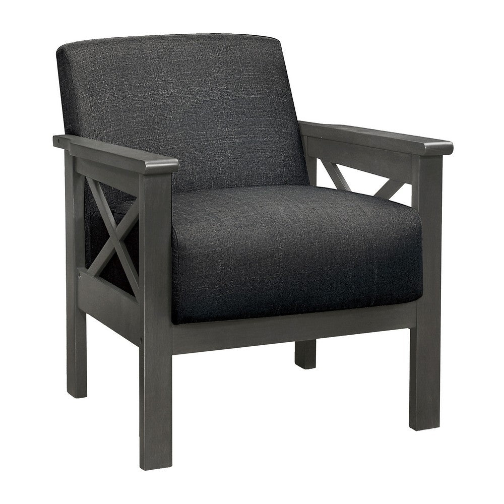 Bea 31 Inch Accent Chair Armchair Rubberwood Textured Cushions Gray By Casagear Home BM313154