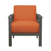 Bea 31 Inch Accent Chair Wood Armchair Orange Textured Cushions Gray By Casagear Home BM313155