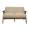 Indy 51 Inch Loveseat Brown Rubberwood Angled Frame Textured Beige Fabric By Casagear Home BM313158