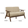 Indy 51 Inch Loveseat Brown Rubberwood Angled Frame Textured Beige Fabric By Casagear Home BM313158